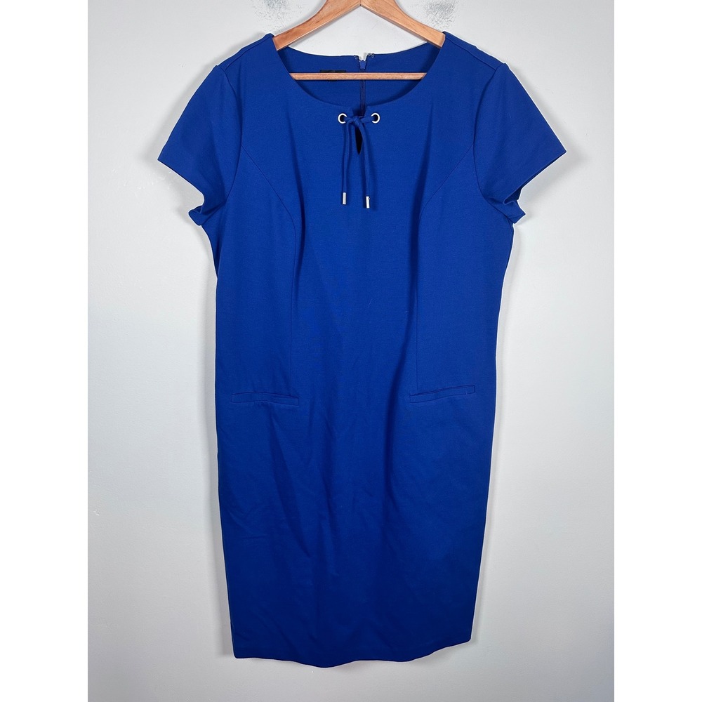 Talbots Sheath Dress Womens 16 Royal Blue Professional Classic Workwear Plus